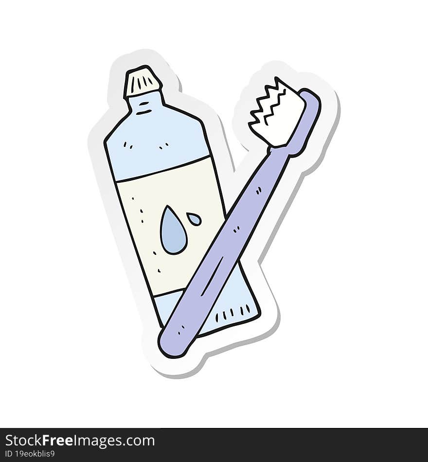 sticker of a cartoon toothbrush