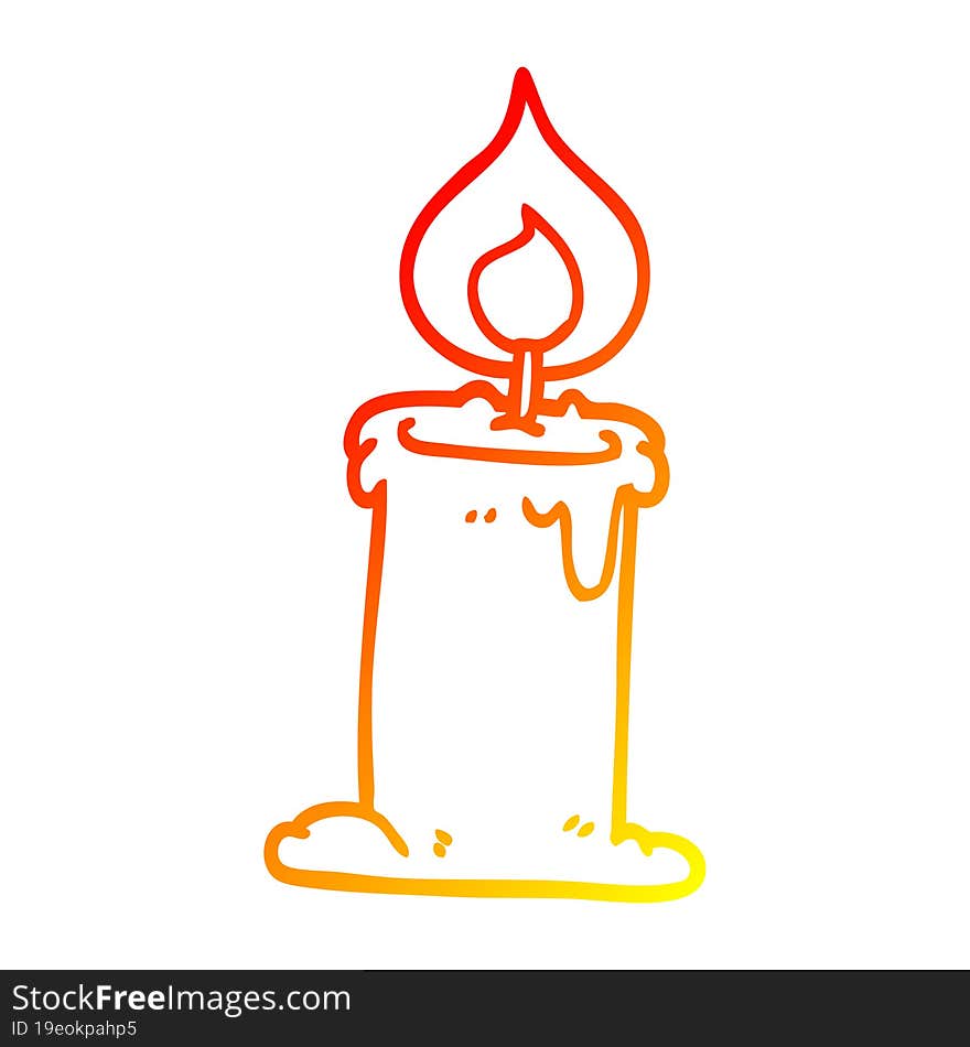 warm gradient line drawing of a cartoon lit candle