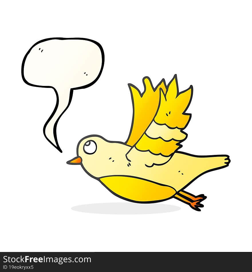 speech bubble cartoon bird flying