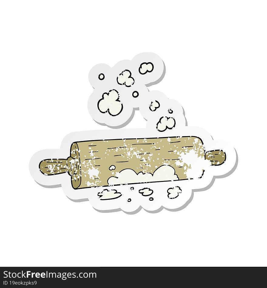 retro distressed sticker of a cartoon rolling pin