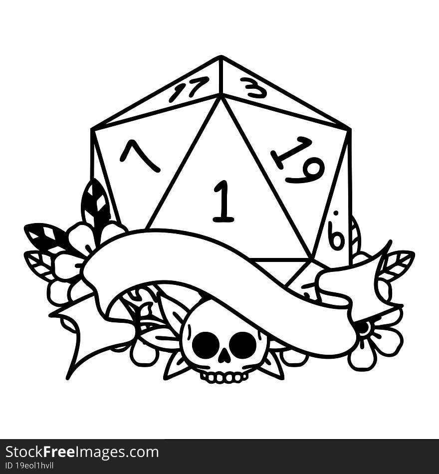 natural one d20 dice roll illustration