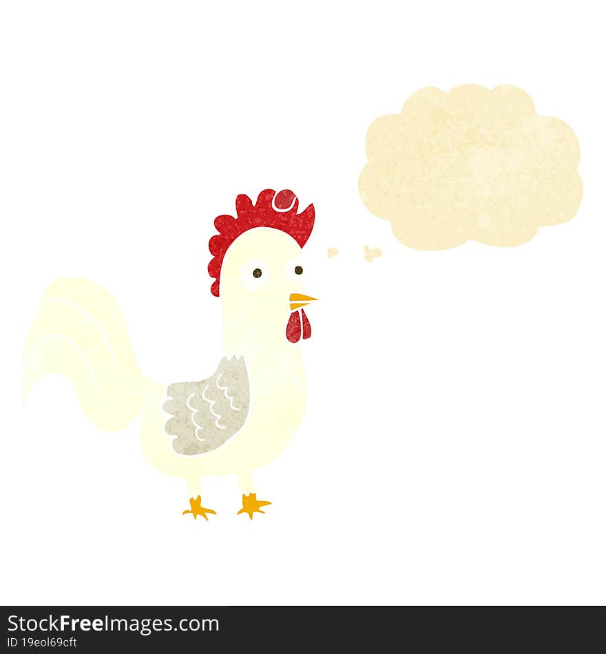 Cartoon Rooster With Thought Bubble