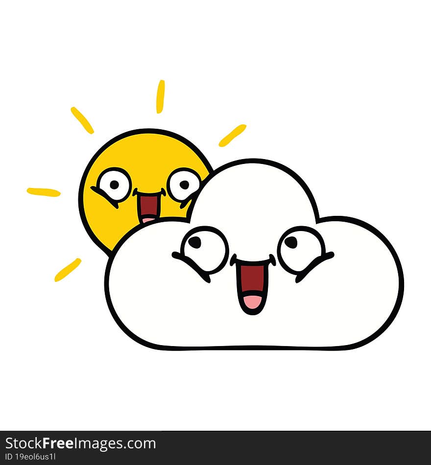 cute cartoon sunshine and cloud