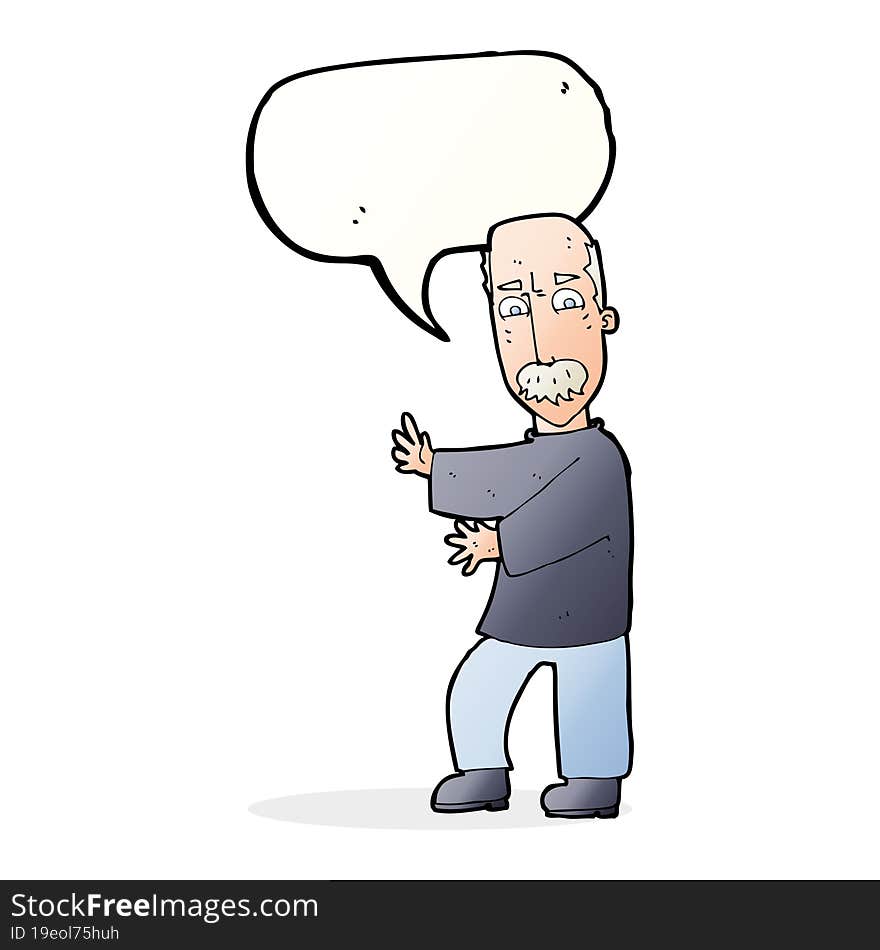 cartoon angry old man with speech bubble