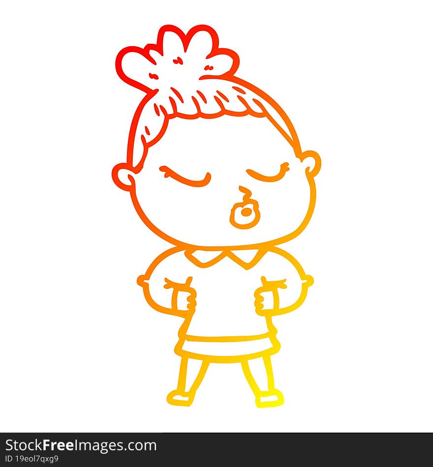 warm gradient line drawing cartoon calm woman