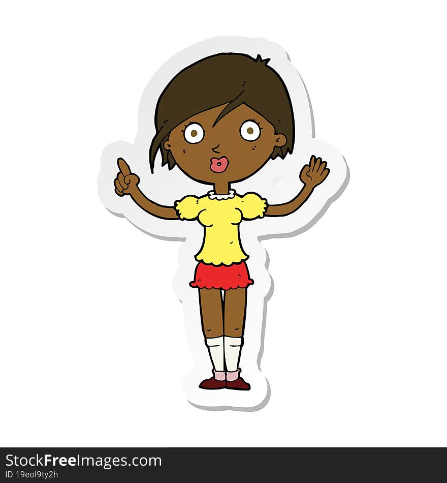 sticker of a cartoon girl asking question