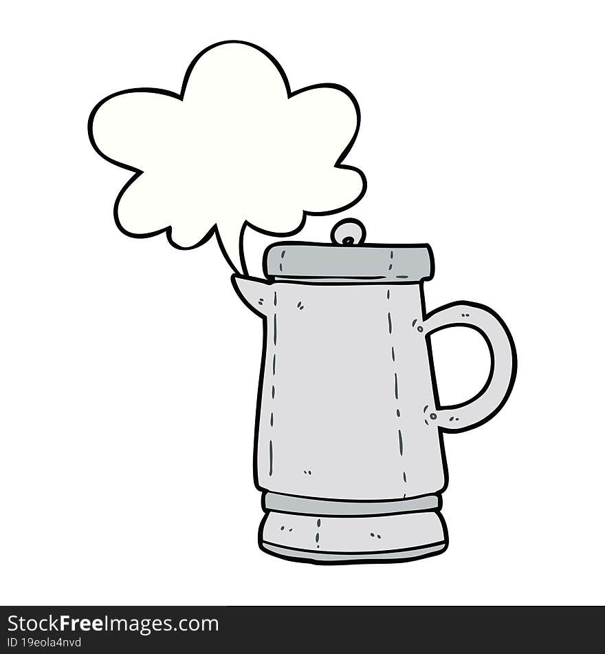 Cartoon Old Metal Kettle And Speech Bubble