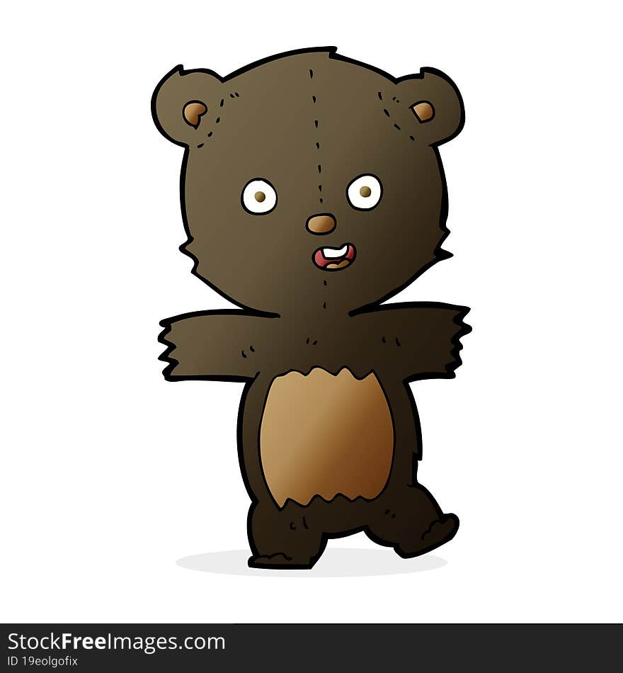 Cartoon Cute Black Bear Cub