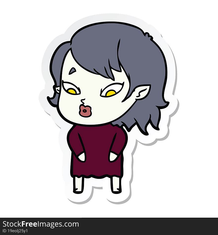 Sticker Of A Cute Cartoon Vampire Girl