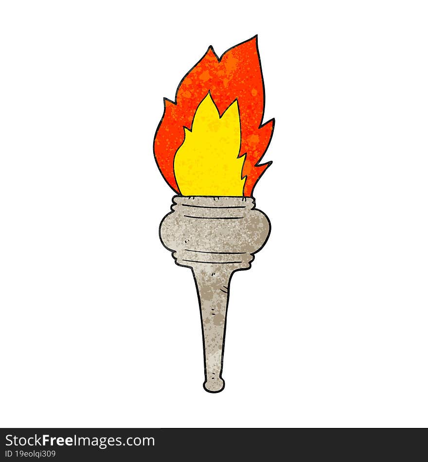 textured cartoon flaming torch