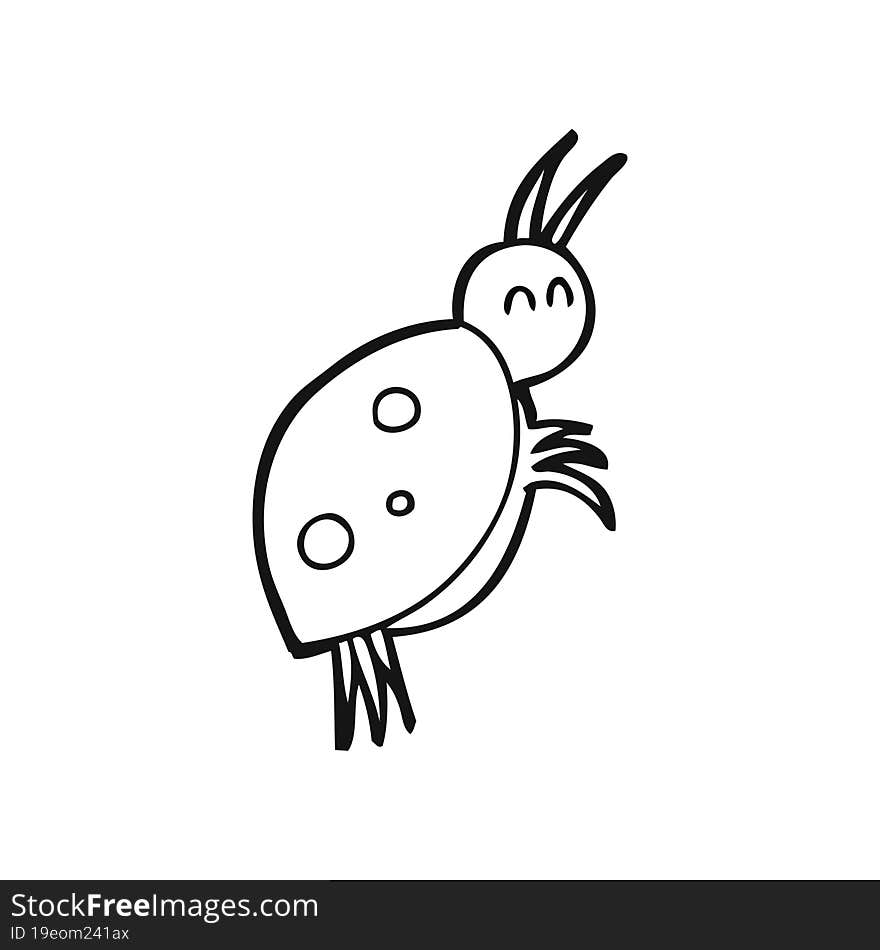 black and white cartoon ladybug