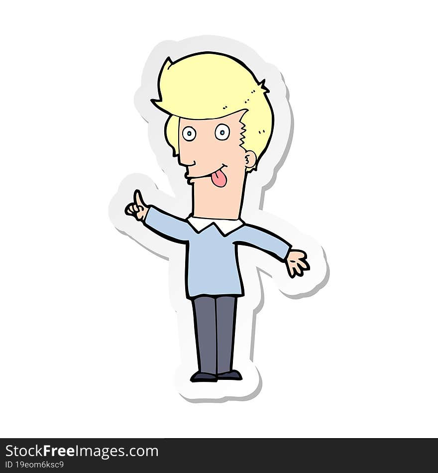 sticker of a cartoon funny man with idea