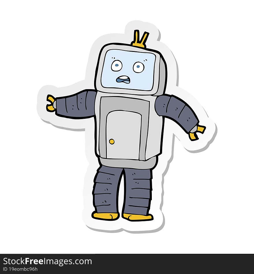 sticker of a cartoon funny robot