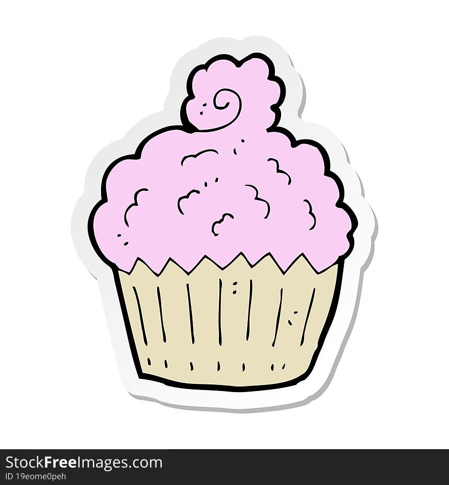 Sticker Of A Cartoon Cupcake