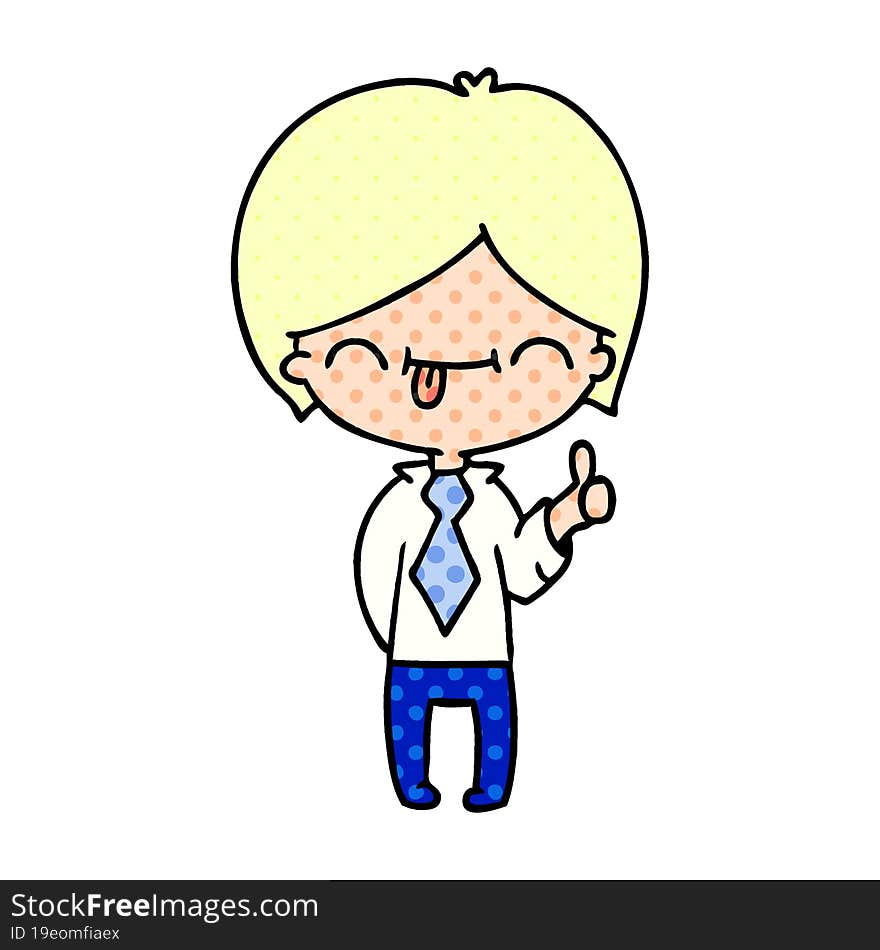 freehand drawn cartoon of boy with thumb up