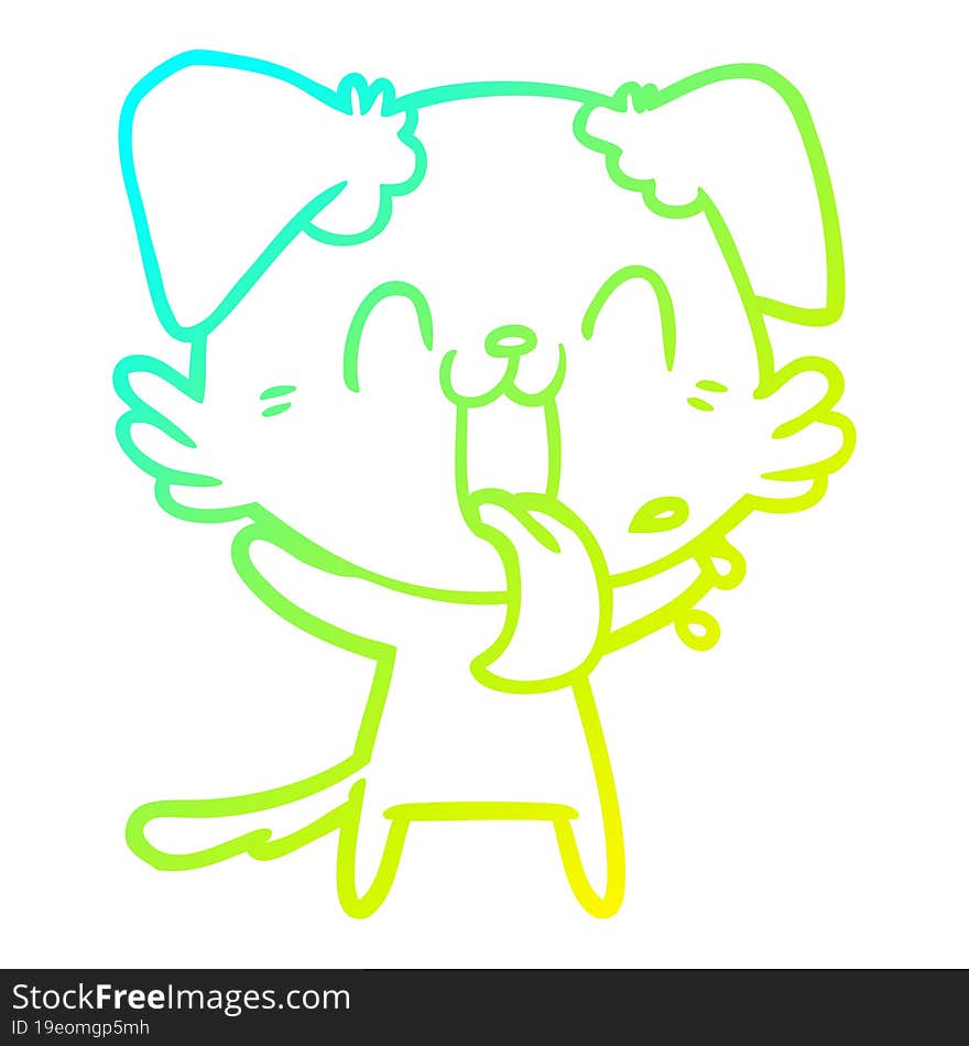 Cold Gradient Line Drawing Cartoon Panting Dog