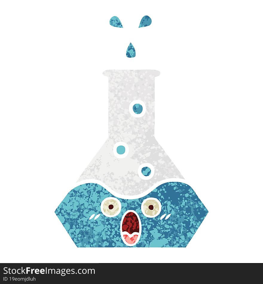 retro illustration style cartoon science beaker