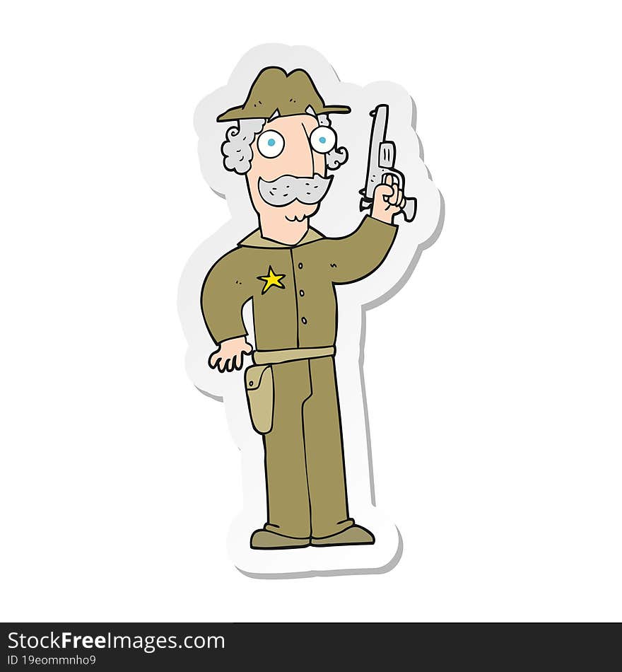 sticker of a cartoon sheriff