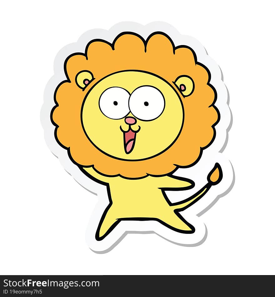 sticker of a happy cartoon lion