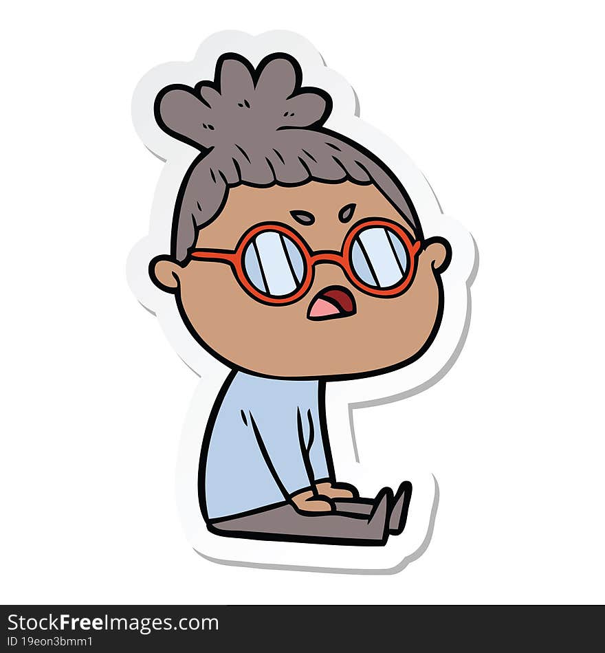 sticker of a cartoon annoyed woman