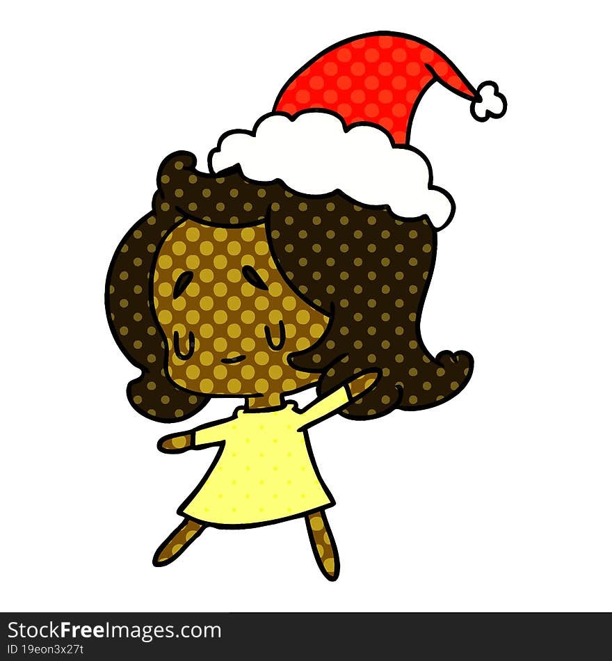 hand drawn christmas cartoon of kawaii girl