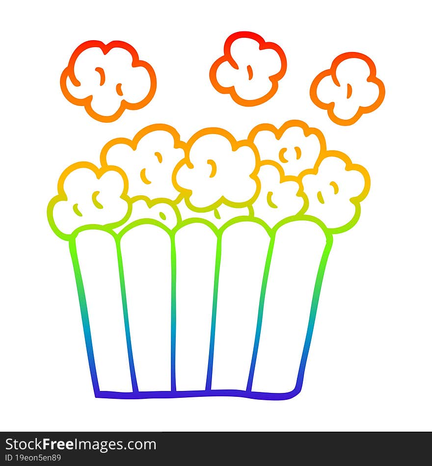 Rainbow Gradient Line Drawing Cartoon Cinema Popcorn