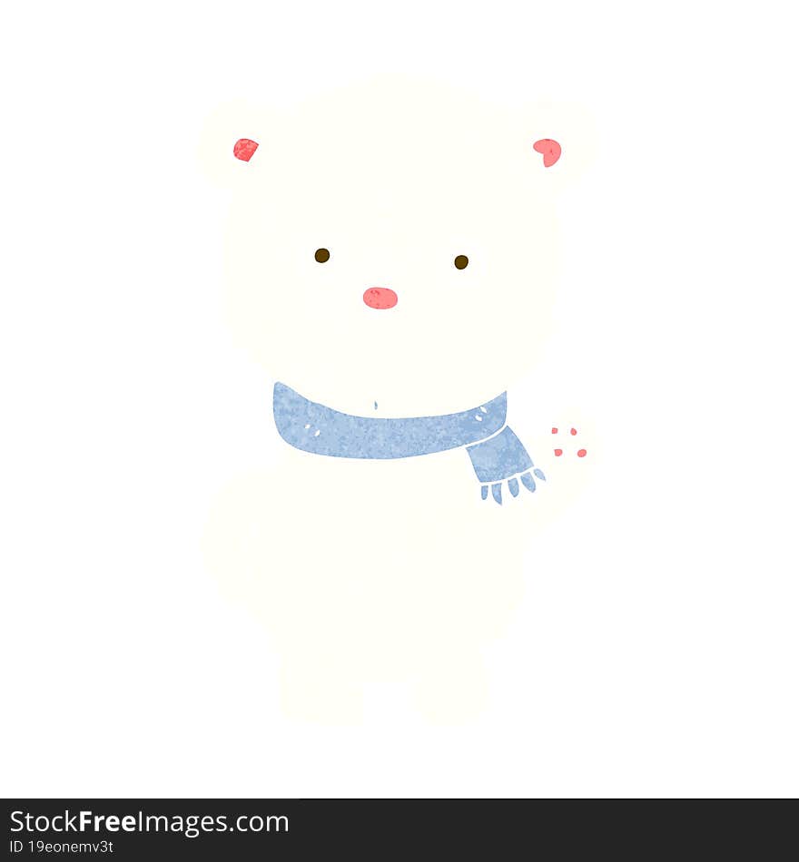 Cartoon Waving Polar Bear Cub