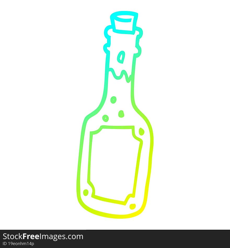 cold gradient line drawing of a cartoon beer bottle