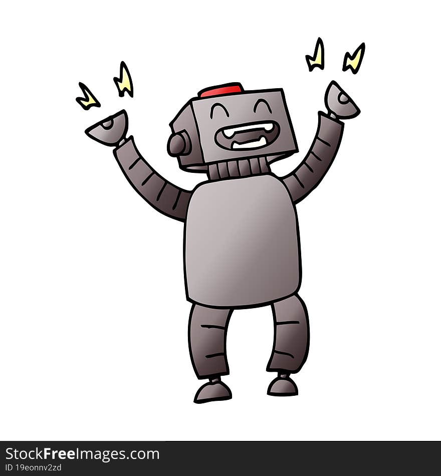 Cartoon Doodle Happy Robot