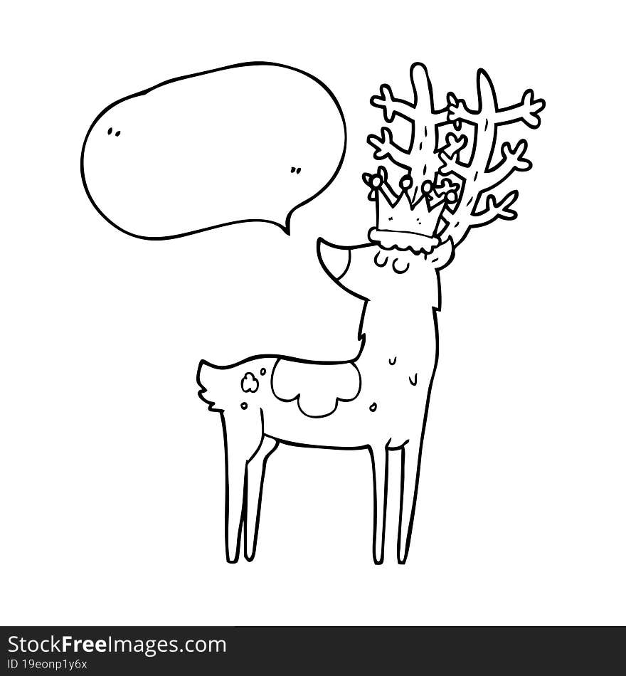 freehand drawn speech bubble cartoon stag king