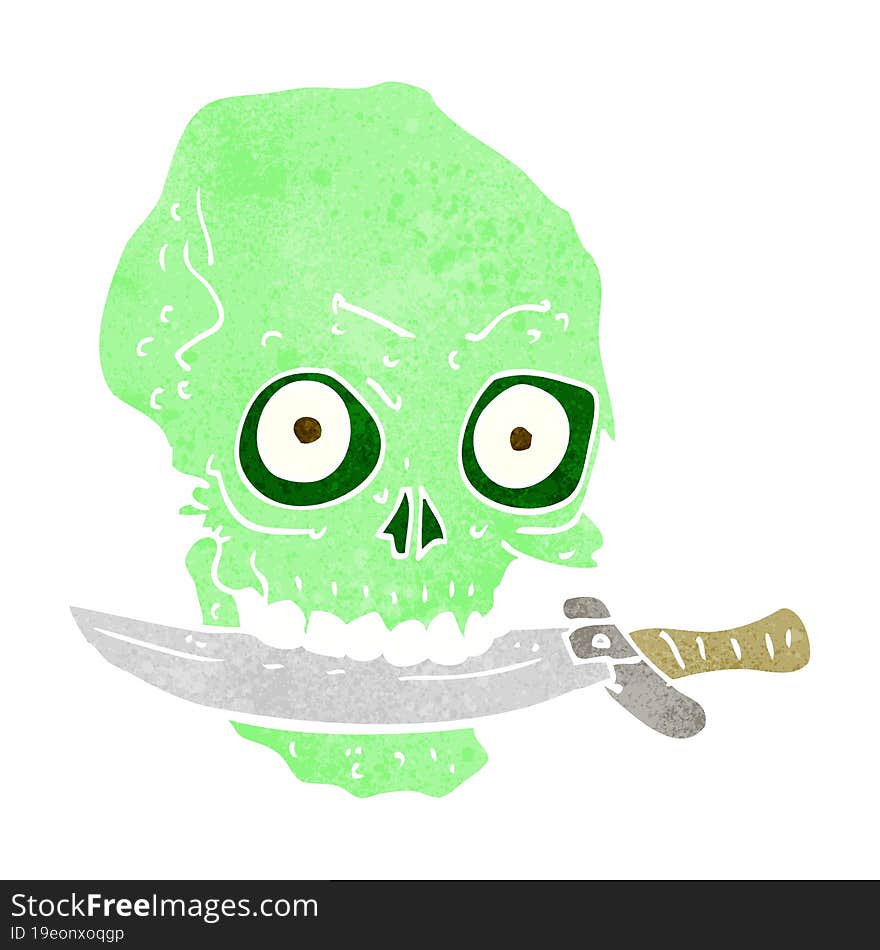 Cartoon Pirate Skull With Knife In Teeth