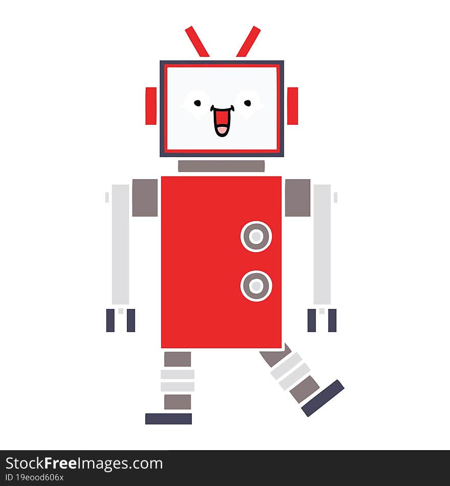 Flat Color Retro Cartoon Robot