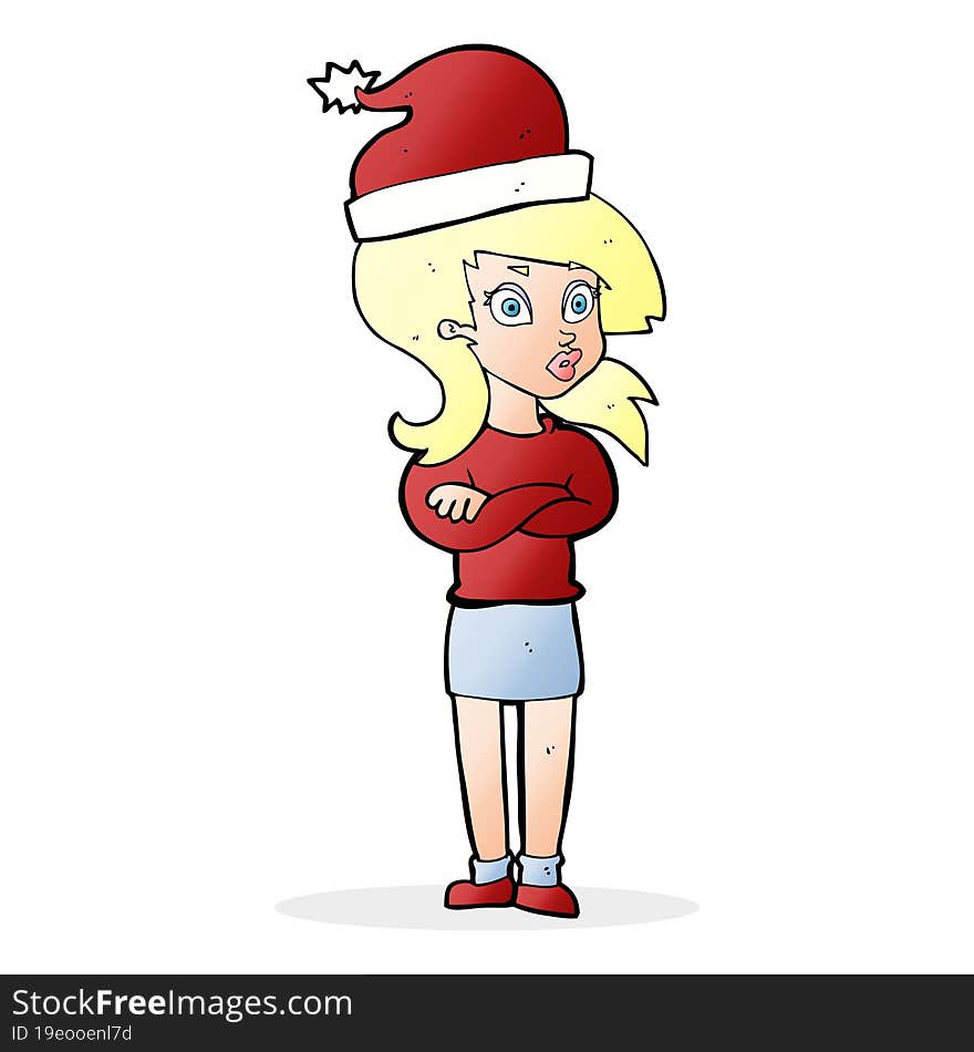 Cartoon Woman Ready For Christmas