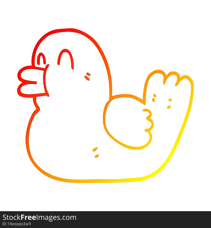 warm gradient line drawing cartoon rubber duck