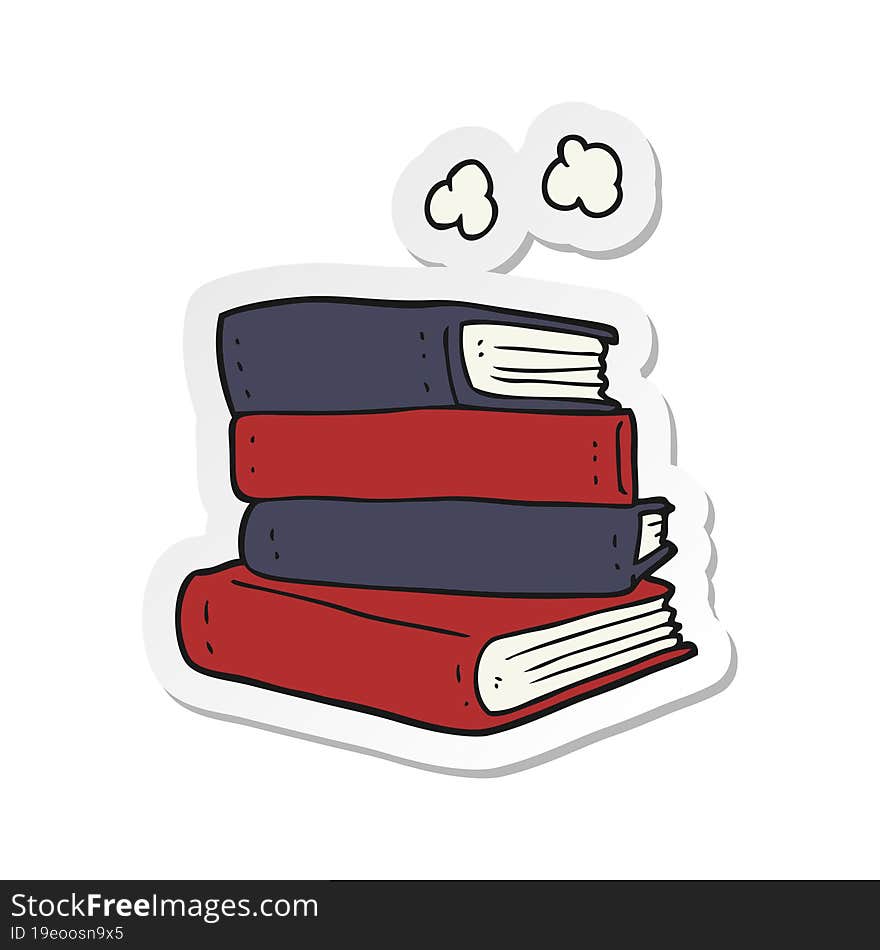 sticker of a cartoon stack of books