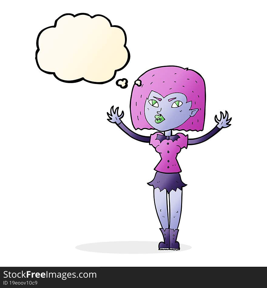 cartoon vampire girl with thought bubble