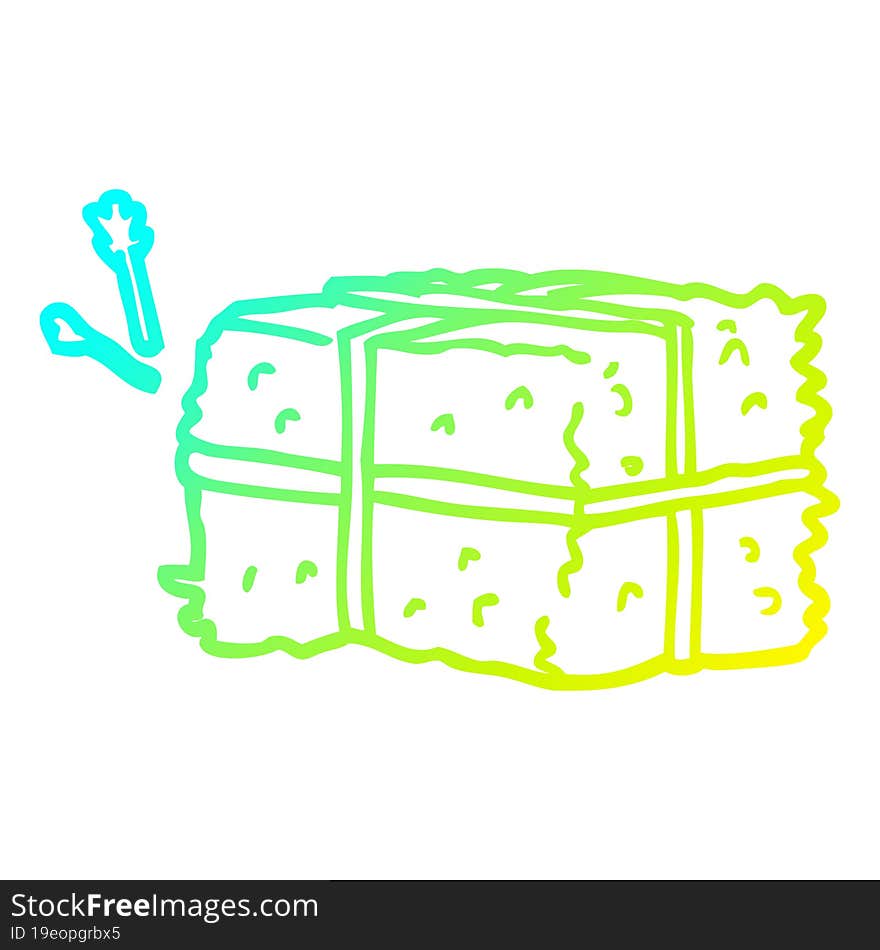 cold gradient line drawing cartoon bale of hay