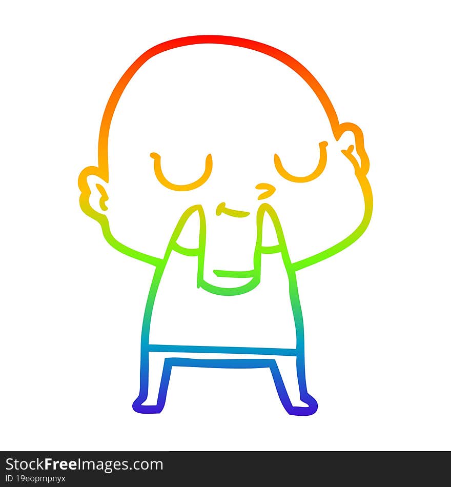 rainbow gradient line drawing cartoon bald man