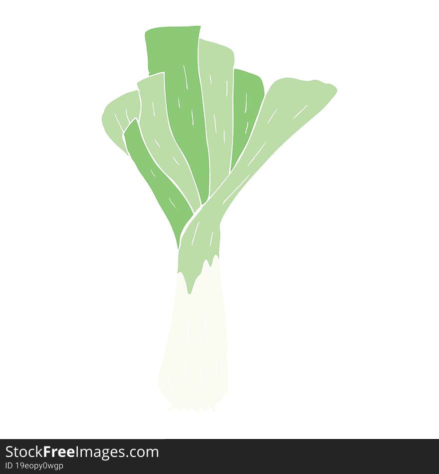 flat color illustration of a cartoon leek