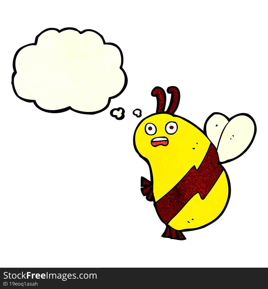 Funny Cartoon Bee With Thought Bubble