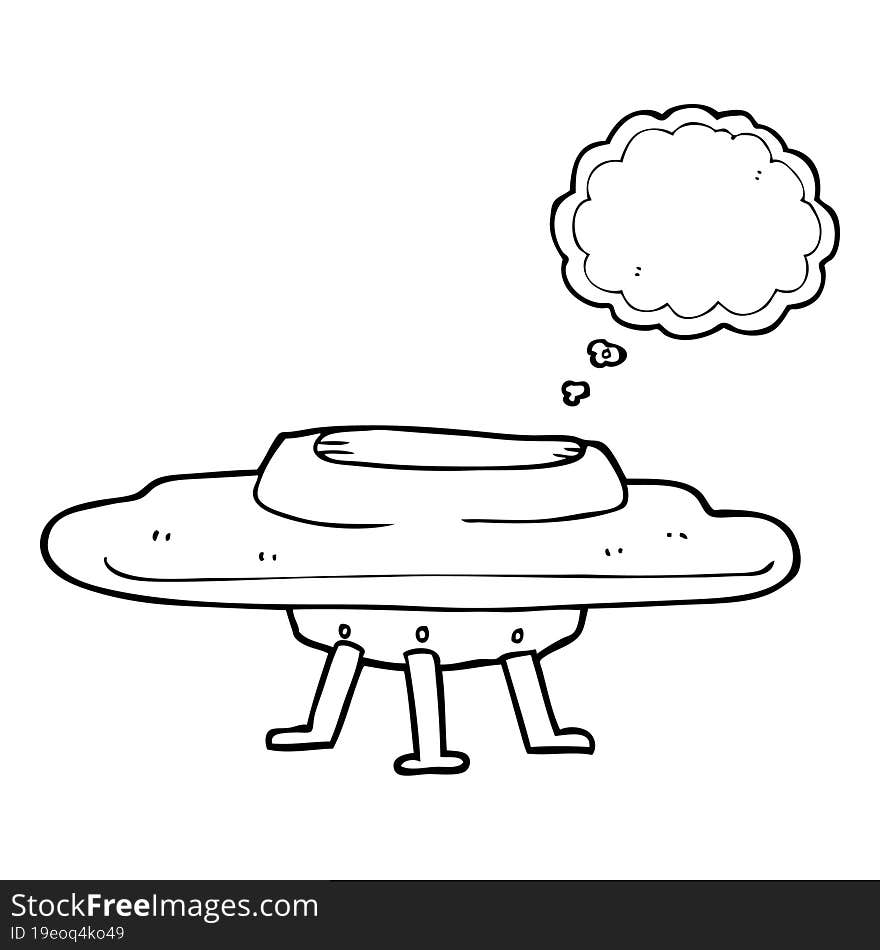 freehand drawn thought bubble cartoon flying saucer