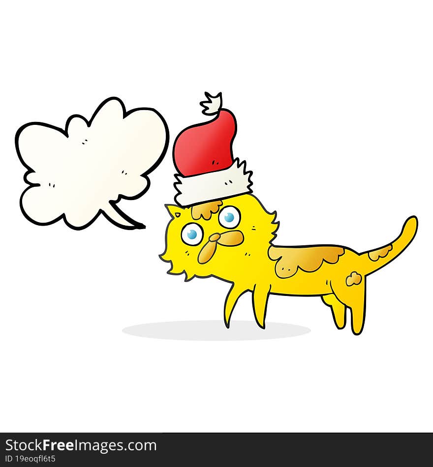 speech bubble cartoon cat wearing christmas hat