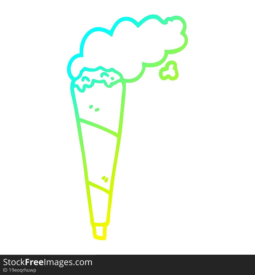 Cold Gradient Line Drawing Cartoon Marijuana Joint Smoking