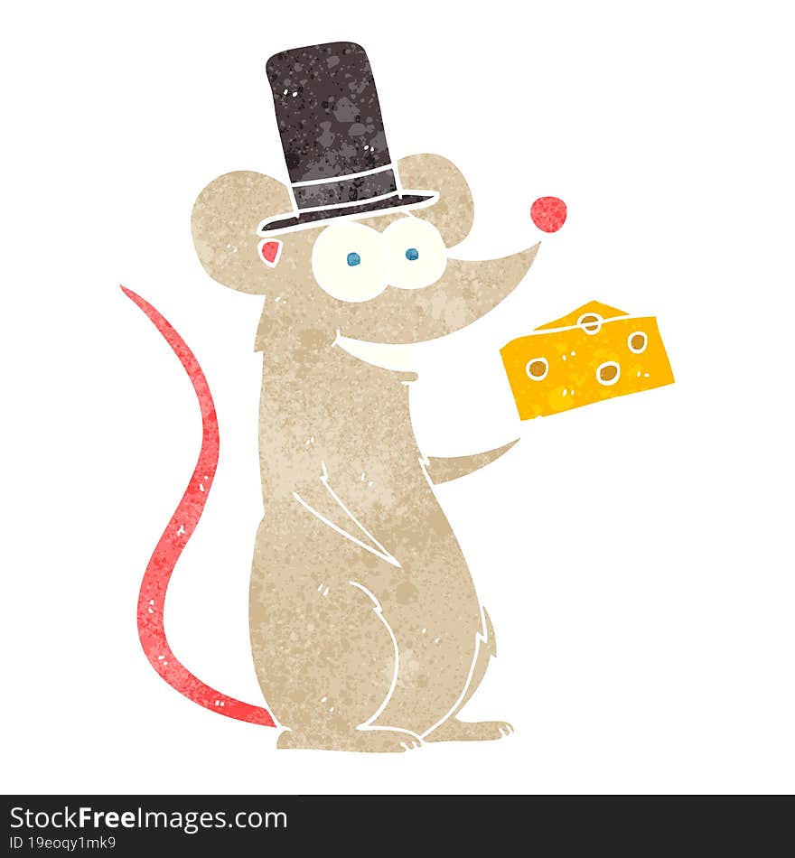 Retro Cartoon Mouse With Cheese