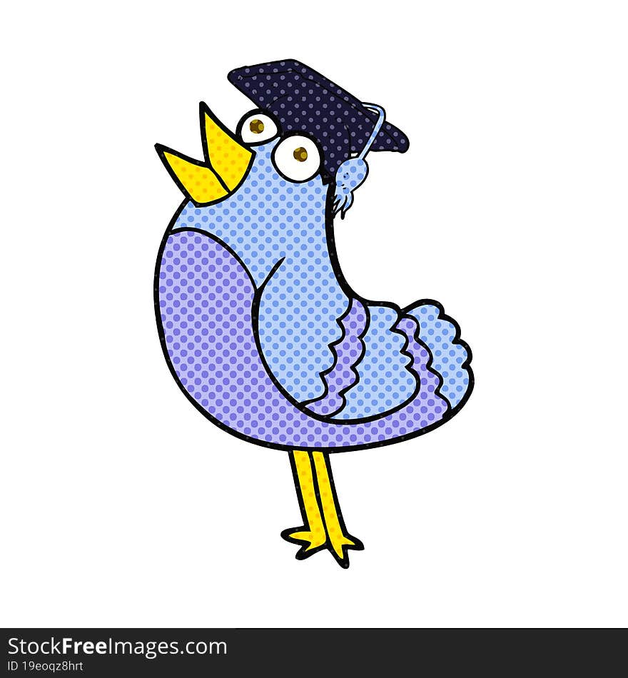 cartoon bird wearing graduation cap