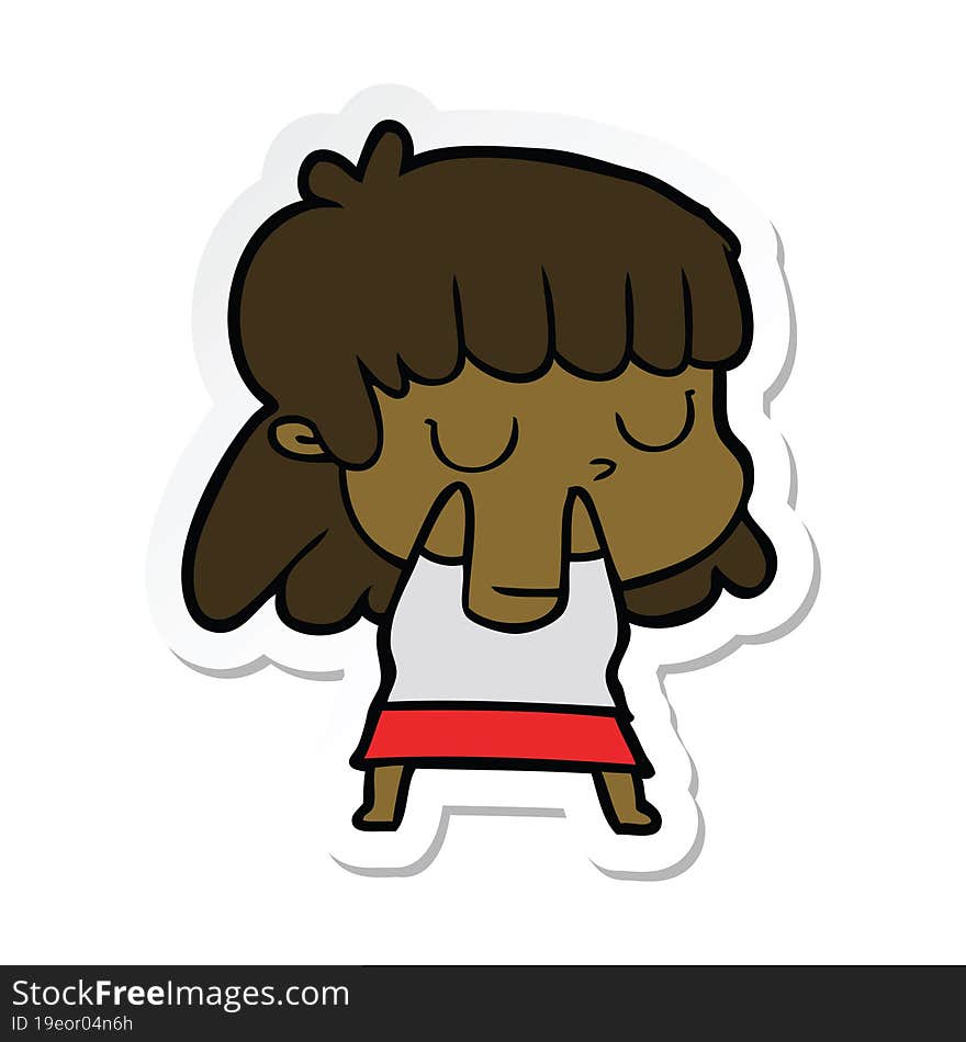 sticker of a cartoon indifferent woman