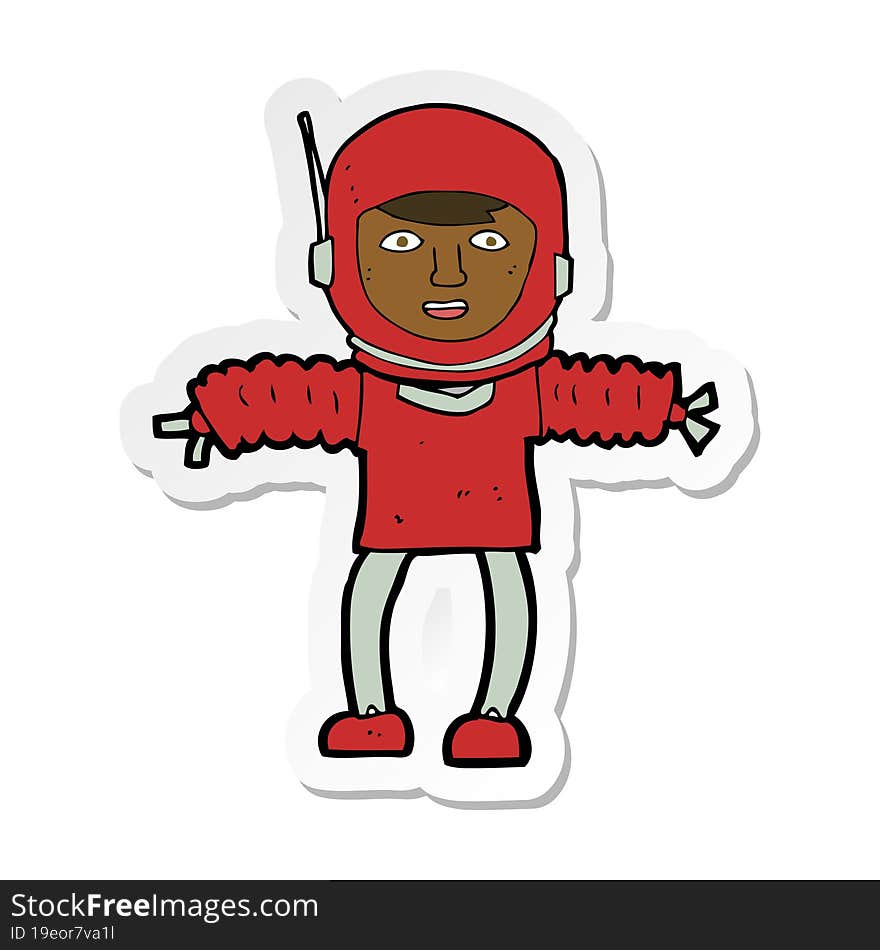 sticker of a cartoon astronaught