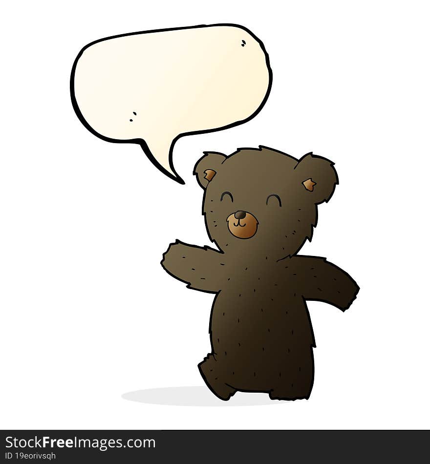 cute cartoon black bear with speech bubble