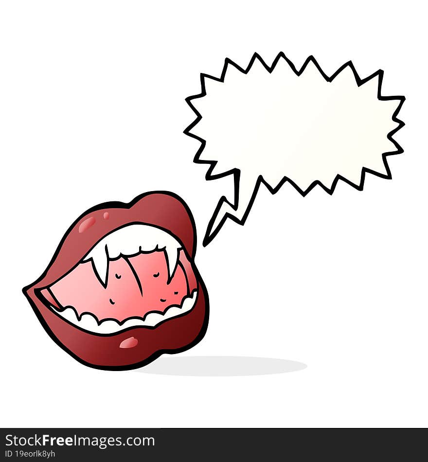 cartoon vampire lips with speech bubble