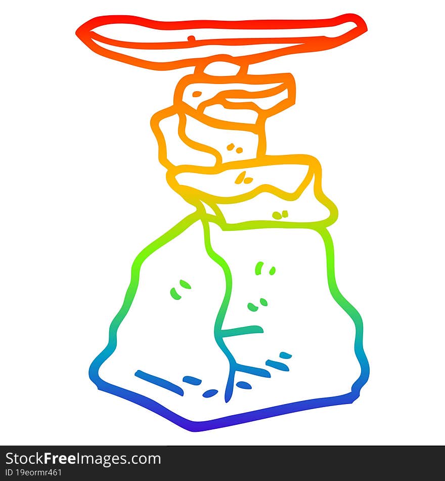 rainbow gradient line drawing cartoon stacked rocks